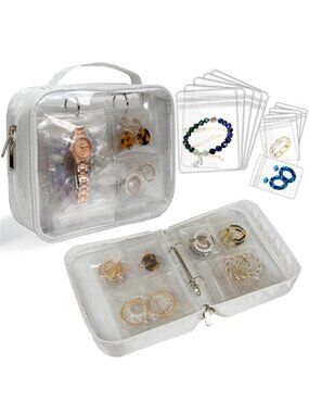 Travel Jewelry Organizer Case Clear Storage Binder Earrings Necklace Rings